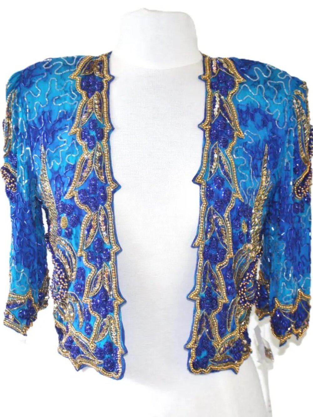 JASDEE Vintage Bolero Jacket Hand Work Beaded & Sequins On Silk Style 3039